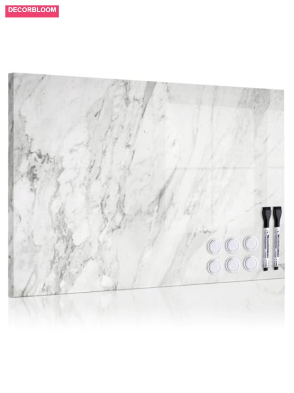 24x18 Magnetic Dry Erase Board Wall Mount White Marble Frameless - Picture 1 of 5